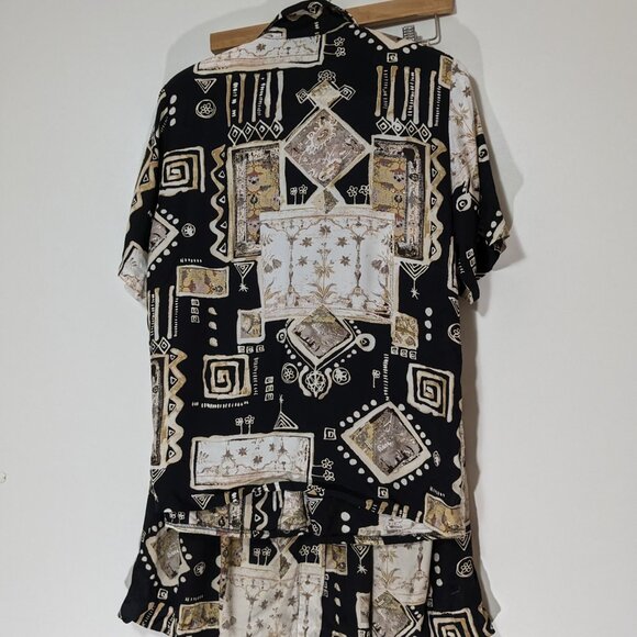 Conrad C Patterned Blouse and Skirt Set Beige Black VINTAGE Size Medium - Picture 3 of 6